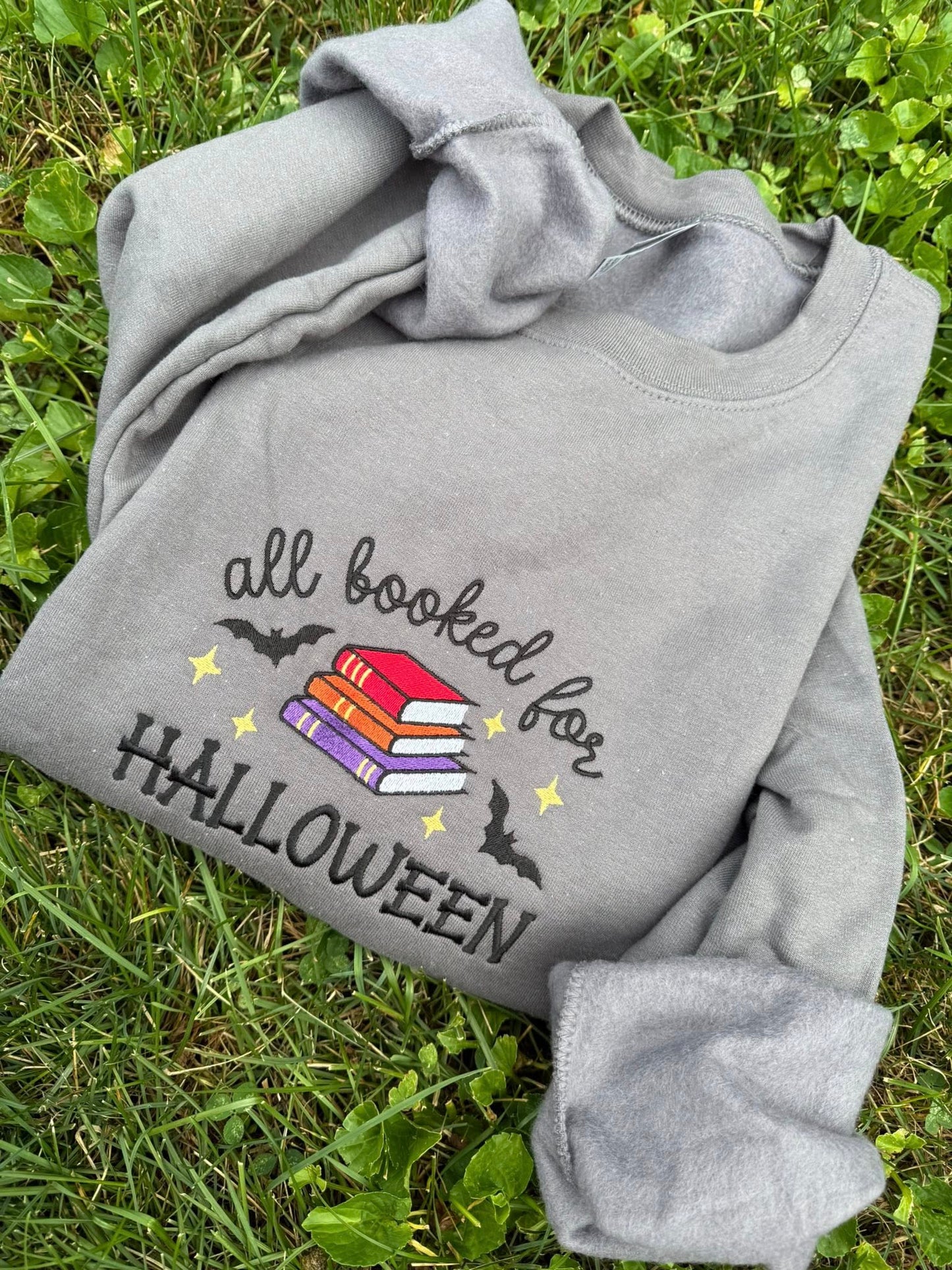 All Booked For Halloween Embroidered Crewneck Sweatshirt *CLOSES 9/7*
