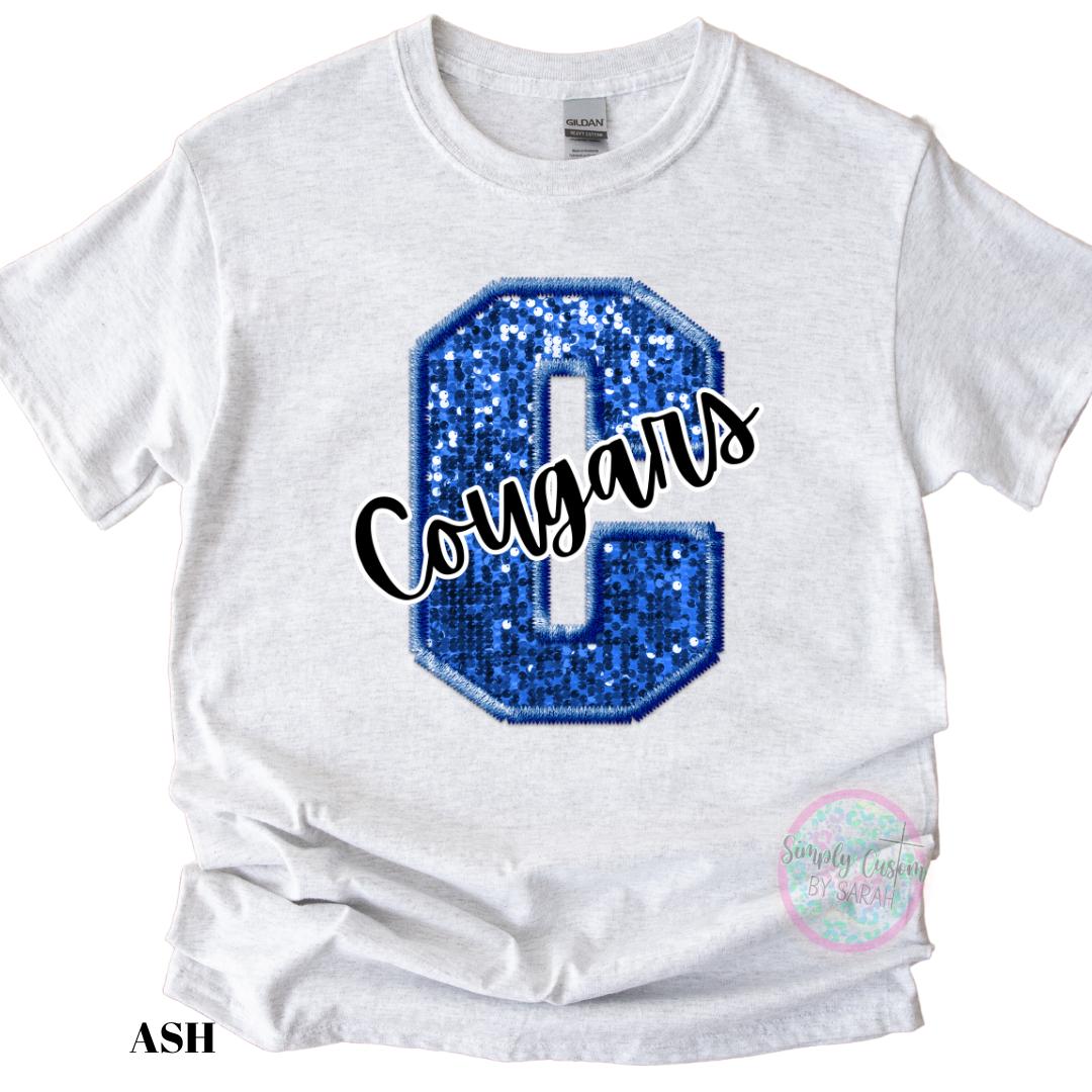 FAUX GLITTER CUSTOM SPORTS TEAM/SCHOOL TEES