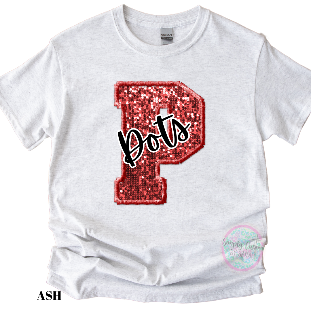 FAUX GLITTER CUSTOM SPORTS TEAM/SCHOOL TEES