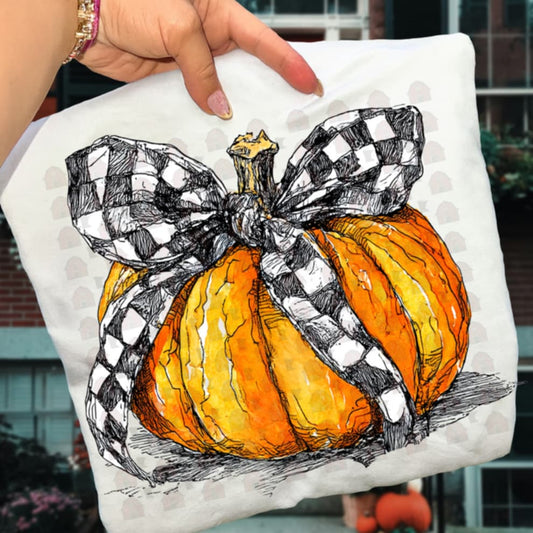 Cute Pumpkin with Checkered Bow *CLOSES 8/24*