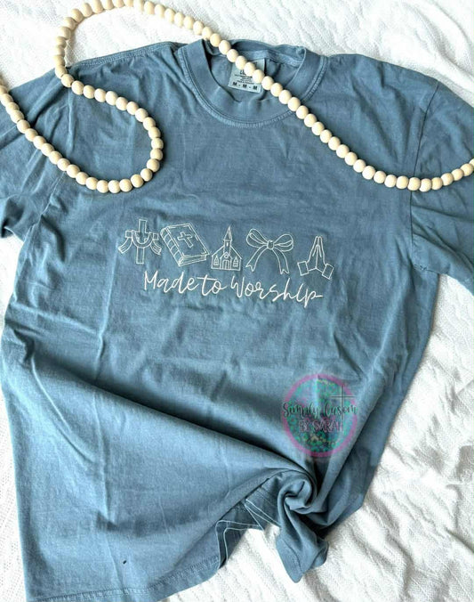 Made to Worship Embroidered Comfort Colors Tee *CLOSES 5/18*