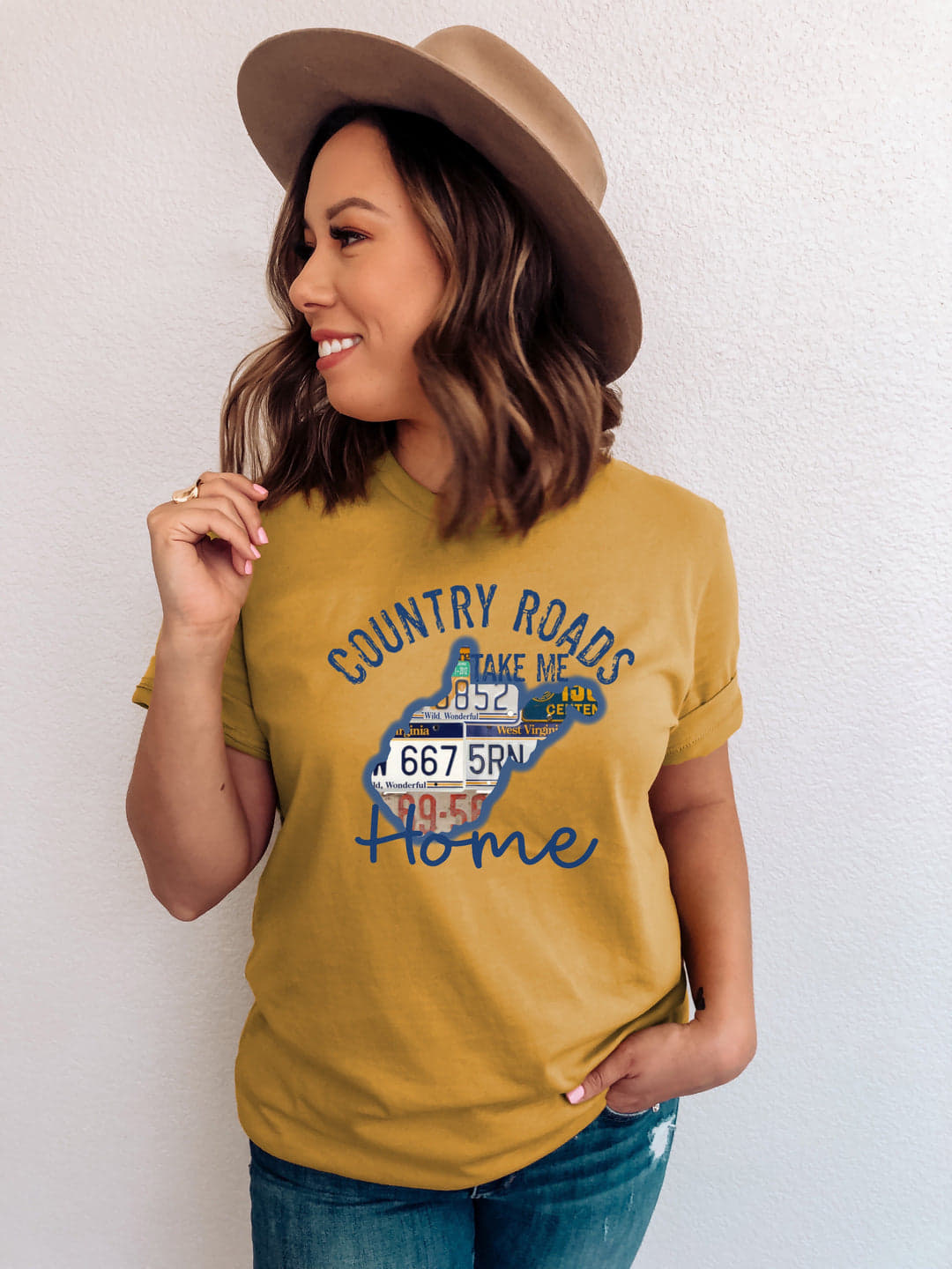 Country Roads Take Me Home WV License Plate (choose ANY color shirt you want!)