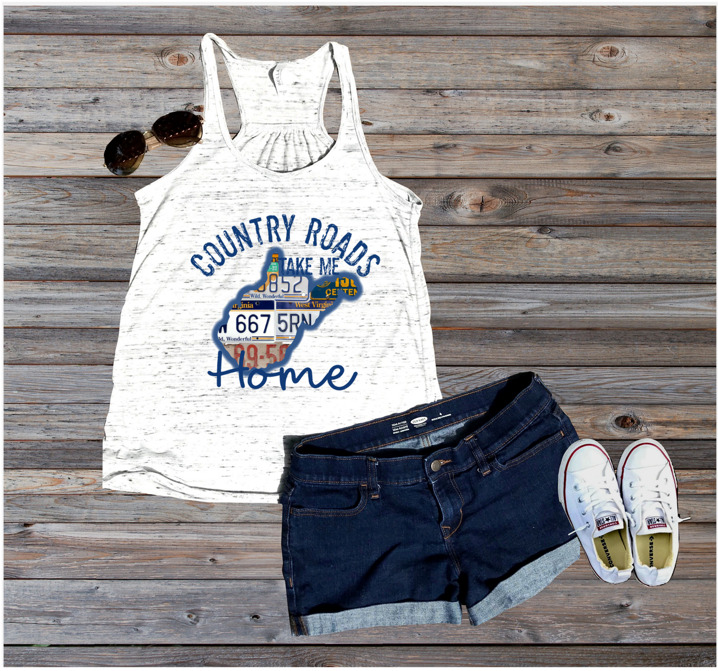 Country Roads Take Me Home License Plate WV Tank SIZE UP 1