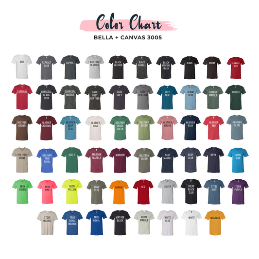 Bella V-Neck Short Sleeve Color Chart