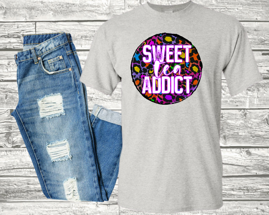 Sweet Tea Addict on a Light Grey Tee