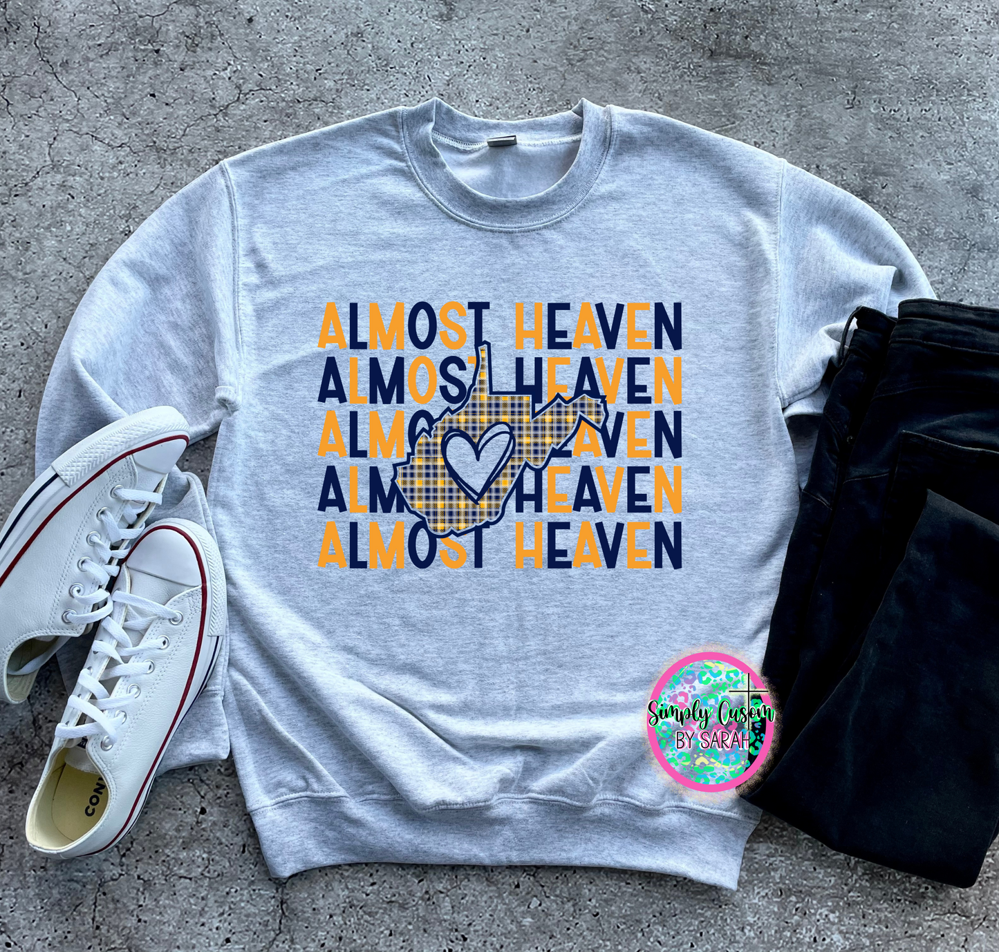 Almost Heaven WV Crewneck Sweatshirt or Short Sleeve