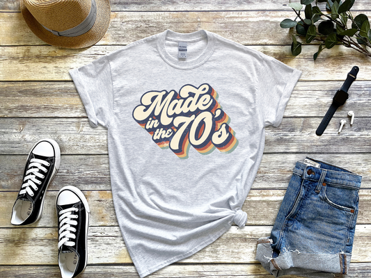 Made in the 70s on a Light Grey Tee