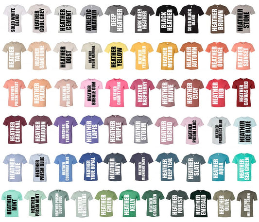 Short sleeve color chart